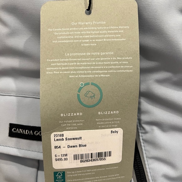 Canada Goose NEW with TAGS baby snow suite- Fur hood. Baby blue - Picture 7 of 8
